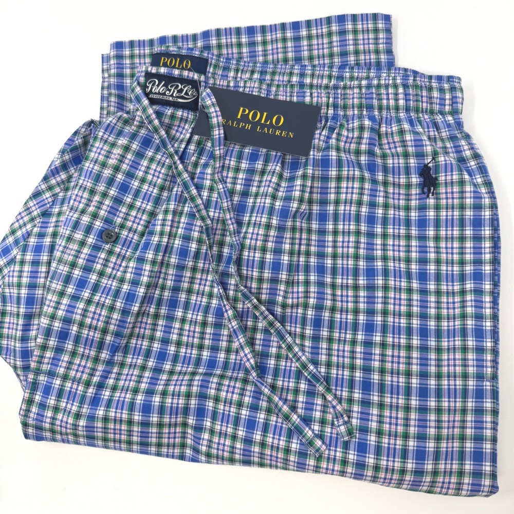 Polo Ralph Lauren Mens 1XT Plaid Pajama Pants Blue Green Pink NEW